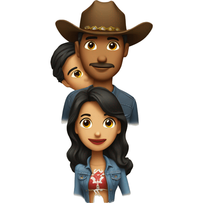 kiss, tall boyfriend, Latina with cowboy  emoji