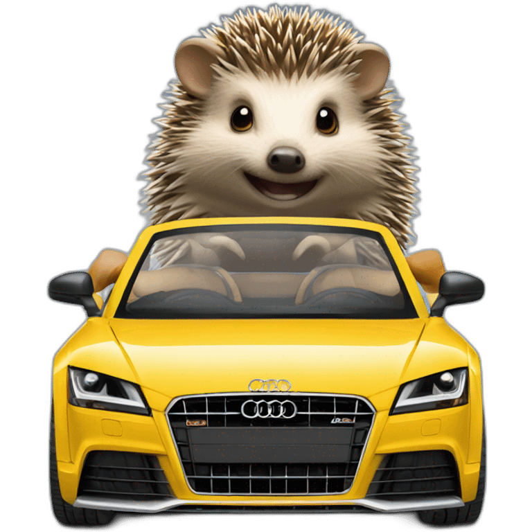 Hedgehog driving a audi TT car emoji