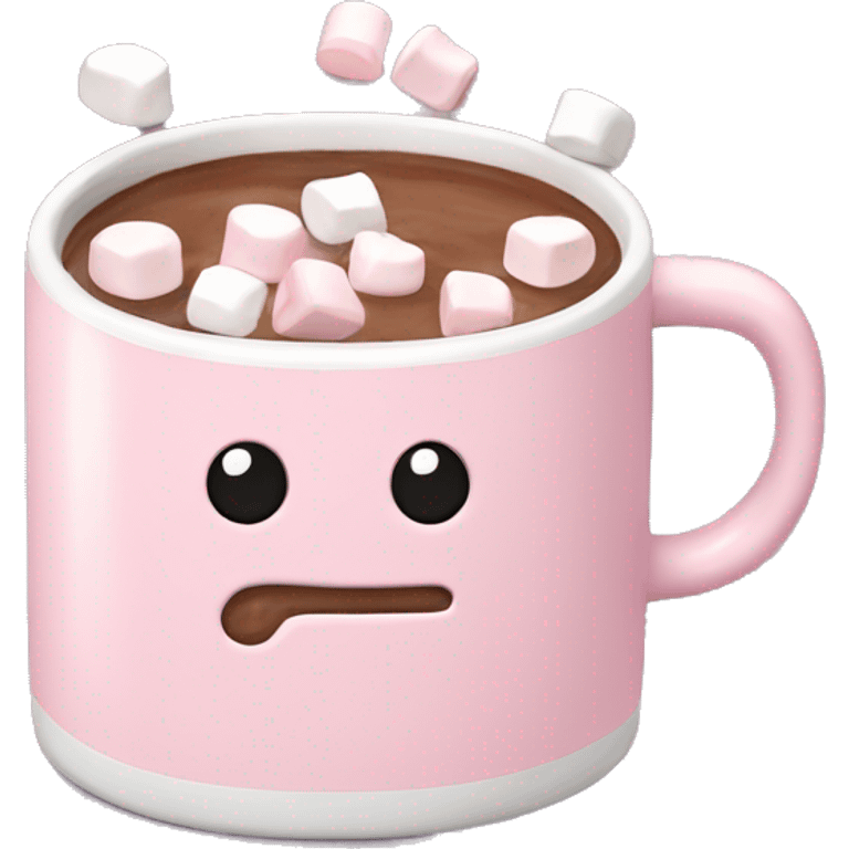 Light Pink mug of hot chocolate with marshmallows  emoji