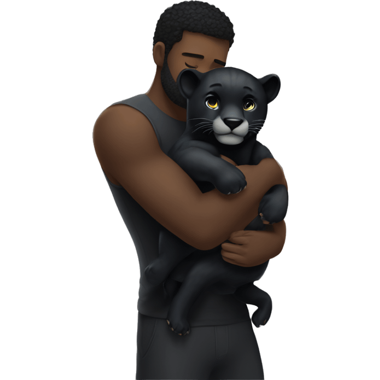 Male Black panther hug white bear female  emoji