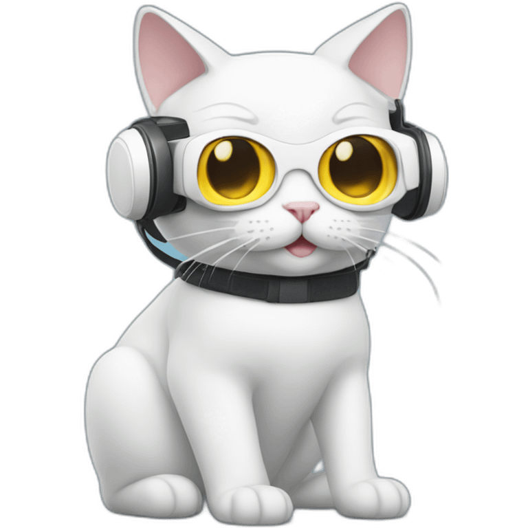 sitting white cat in vr headset emoji