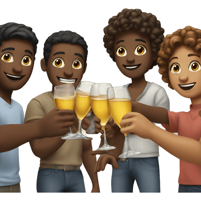 a group of friends toasting emoji