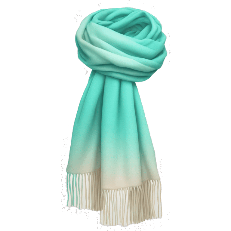 Realistic tiffany blue to cream ombre  winter scarf isolated. emoji