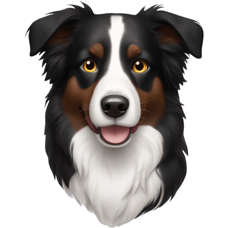 black and white border collie with brown eyes emoji