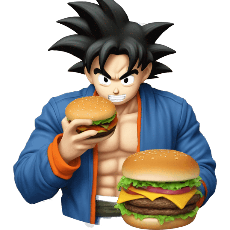 Goku comiendo hamburguesa  emoji