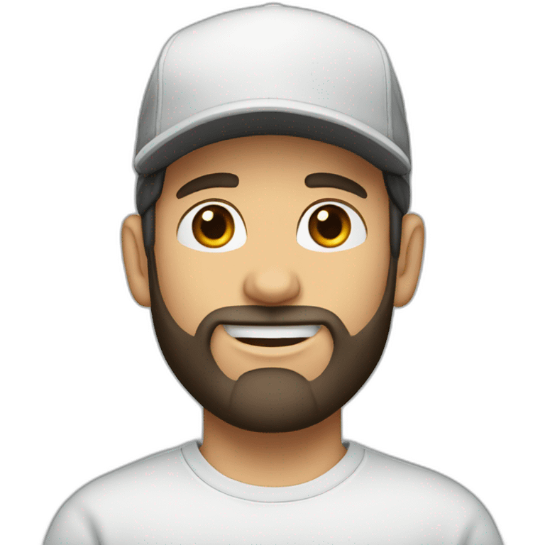 young dark-haired white man with a cap and beard emoji