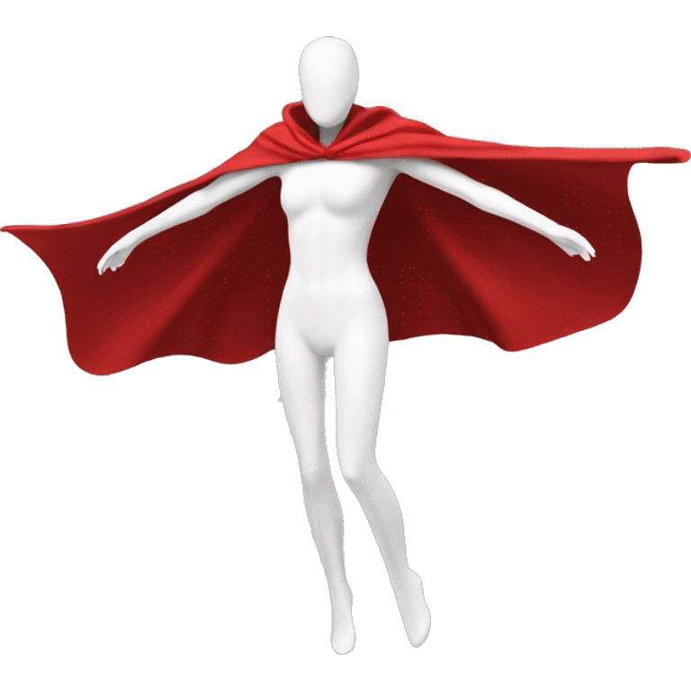 faceless white mannequin flying red cape without hood emoji