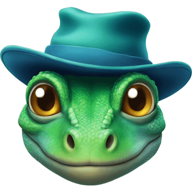 Lizard with hat emoji