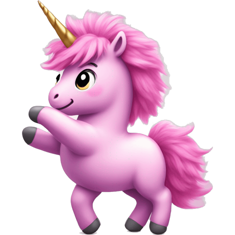 Pink fluffy unicorn dancing on a rainbow  emoji