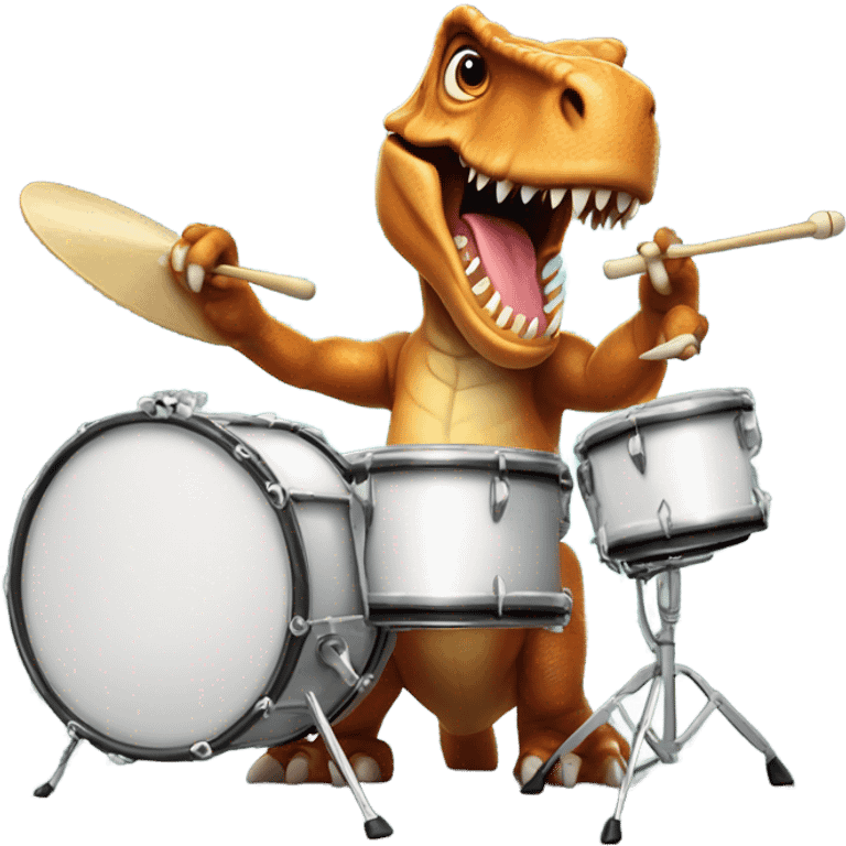 T-Rex playing drums emoji