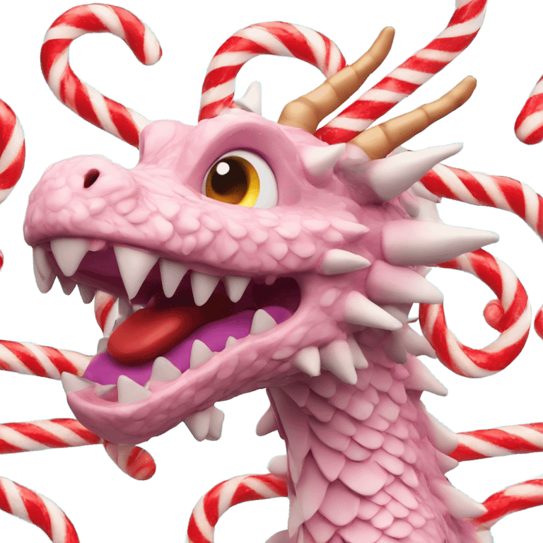 3d dragon covered in candy canes emoji