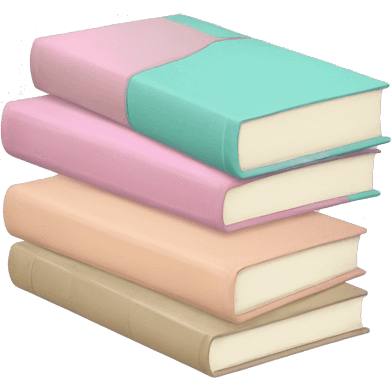 Create an emoji of three books with a pastel color each emoji