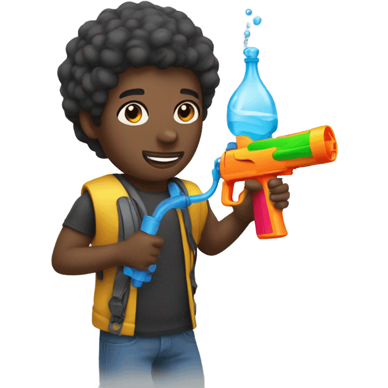 Black guy with a water gun emoji