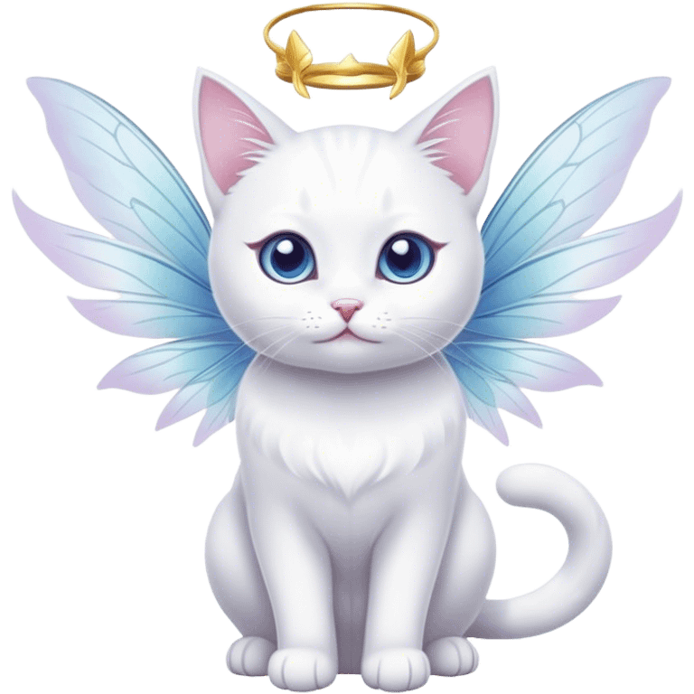 white cat with fairy wings  emoji