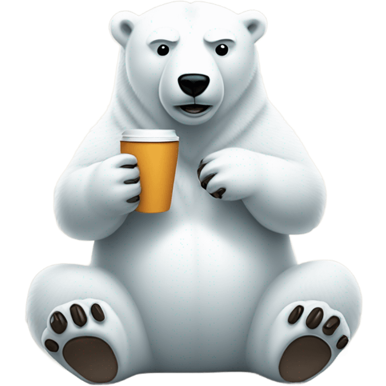 Full boudy polar bear drink coffee emoji