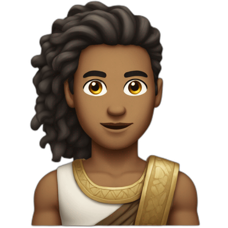 strong young light-skinned ancient israelite man mid length hair emoji