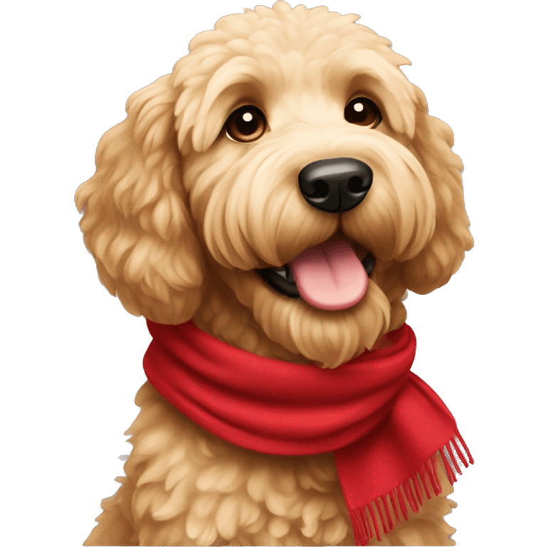 Goldendoodle with red scarf emoji