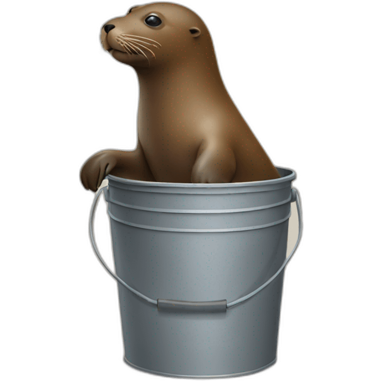 Brown Sea lion with bucket emoji