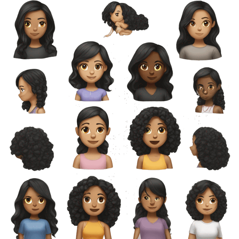 Mixed race girl with black hair emoji