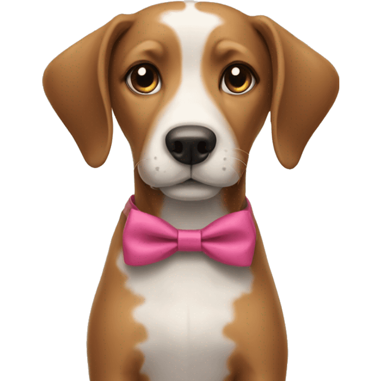 A dog wear a bow emoji