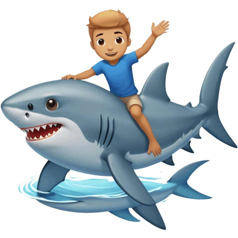 Boy riding shark emoji