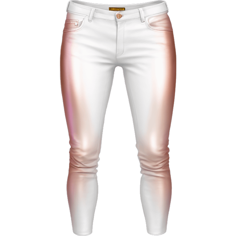 Realistic isolated pair white leather pants with rose gold to purple ombre vertical lines on them. emoji