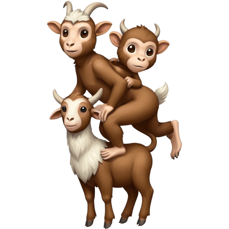 Monkey waring goat on shoulders emoji