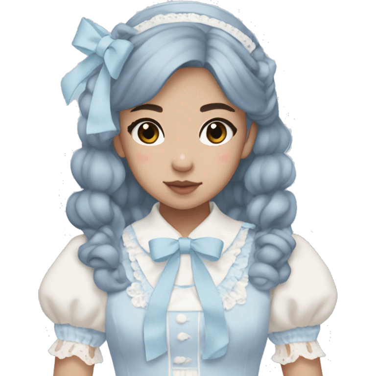 Pastel blue Lolita pretty mixed Asian girl emoji