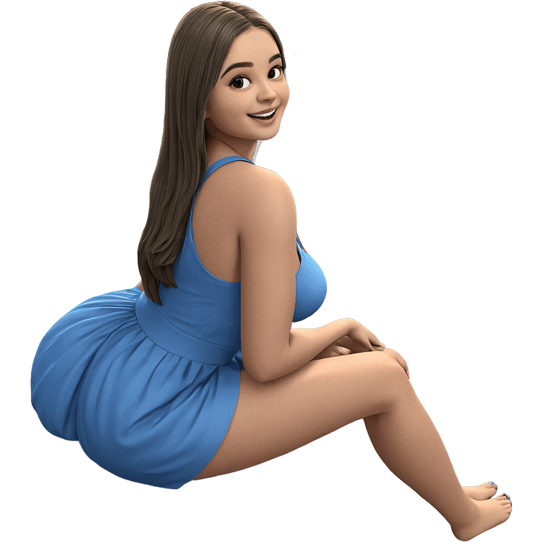 smiling girl in blue dress emoji