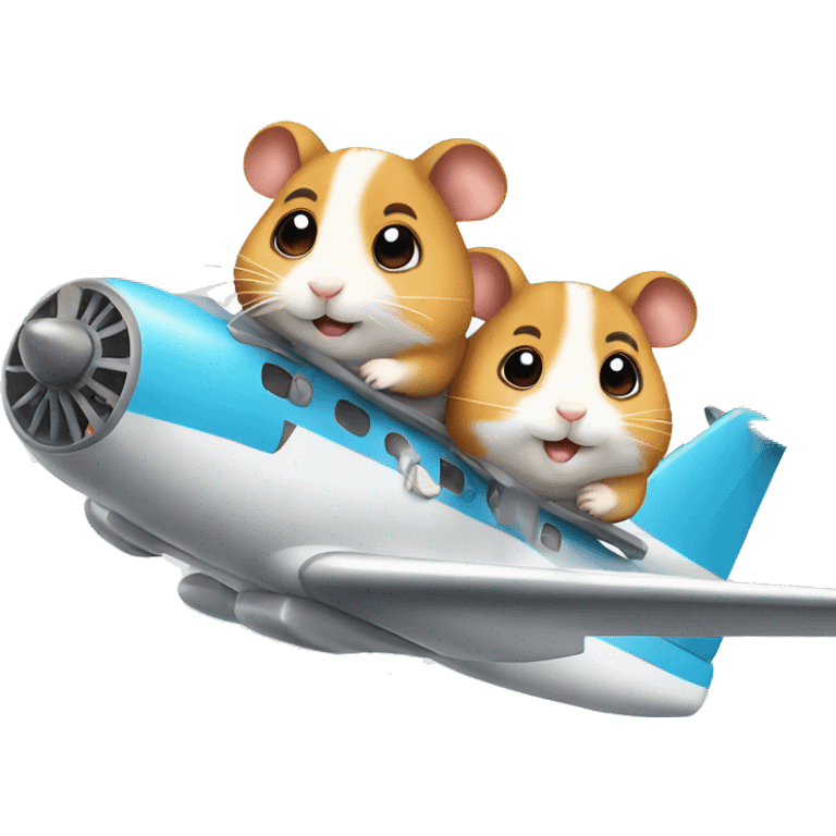 Two hamsters flying on plane emoji