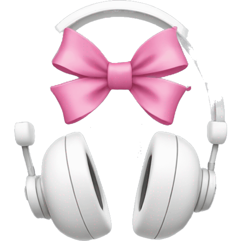 white headphone with pink bows on them emoji