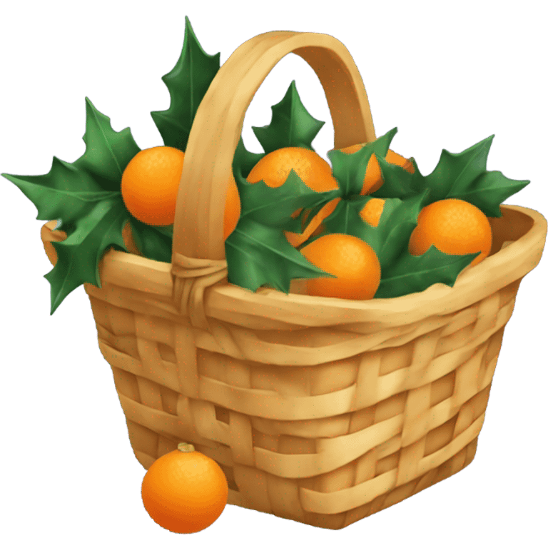 Christmas basket with tangerines emoji