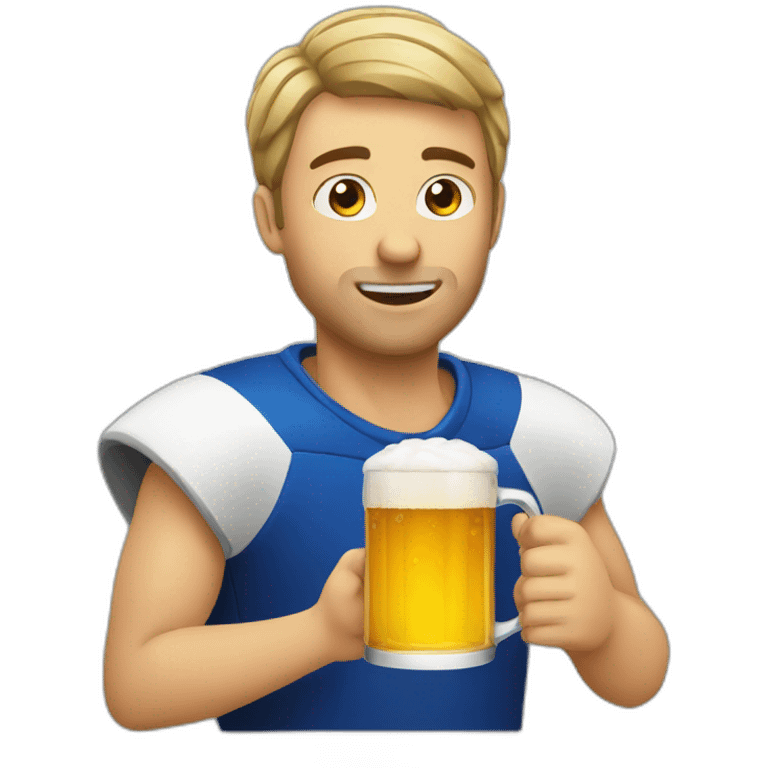 drinking beer with soccer emoji