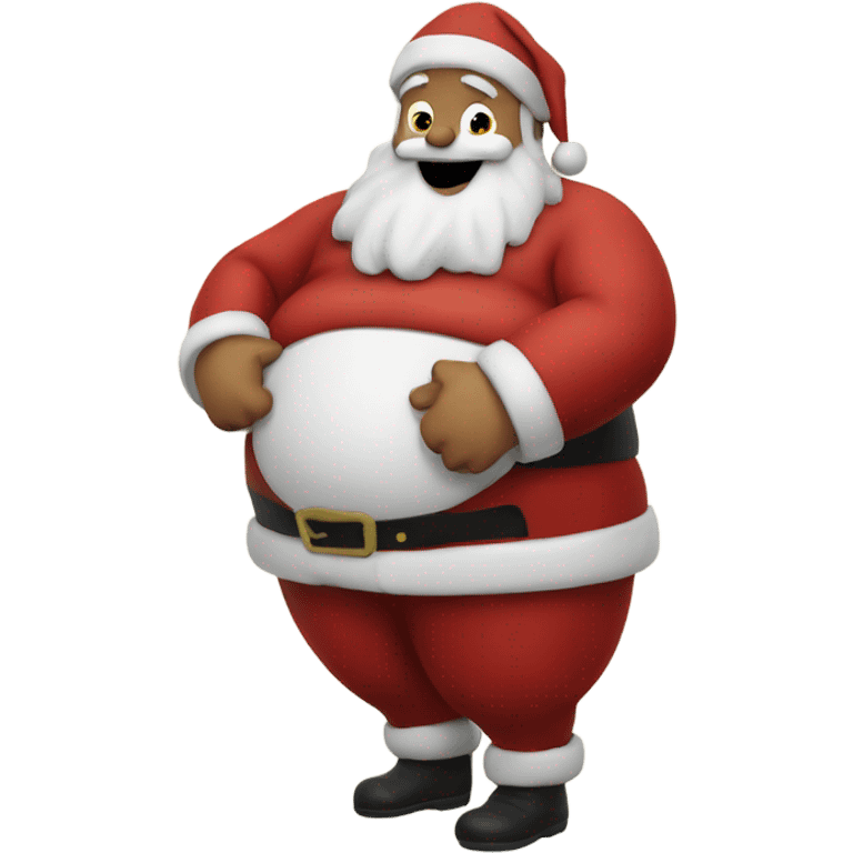 santa rubbing his greasy fat belly as he laughs emoji