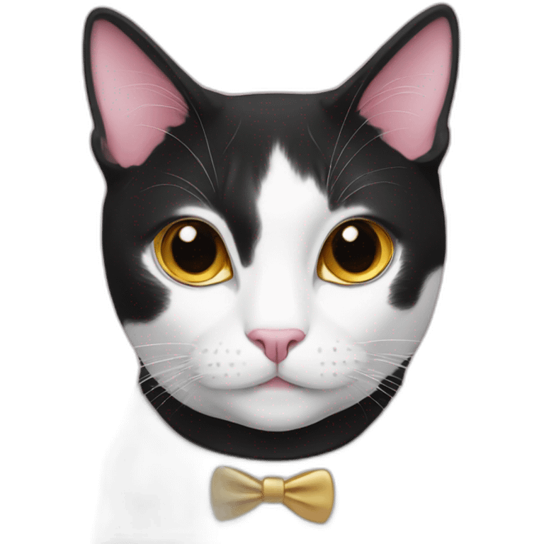 Tuxedo cat golden eyes pink nose emoji