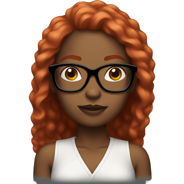 Black woman red hair black glasses emoji