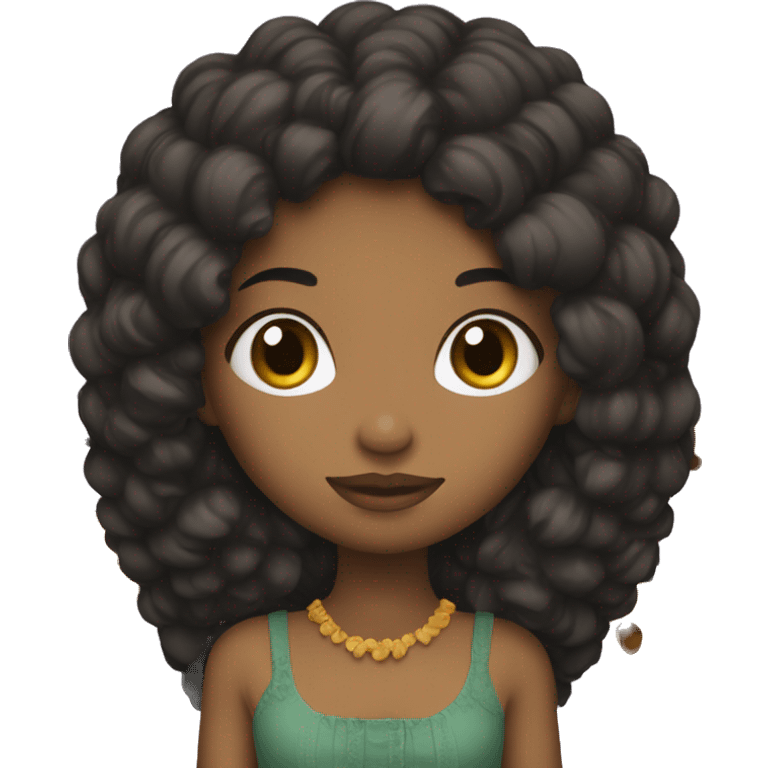 muñeca pelo negro largo y fagas negras  emoji