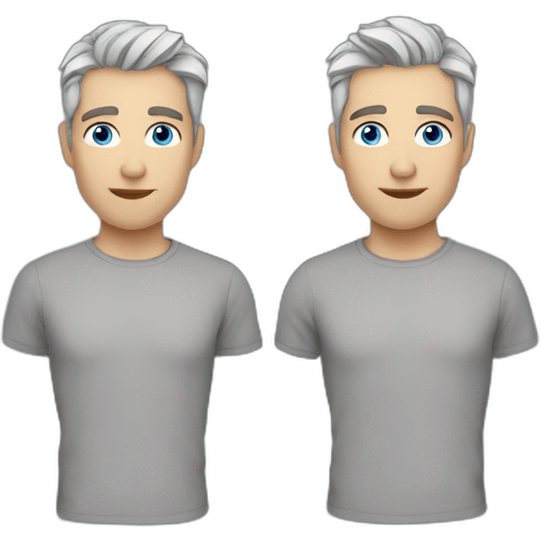 Scandinavian man blue eyes grey hair, short hair on the sides, more hair on the top large lips emoji