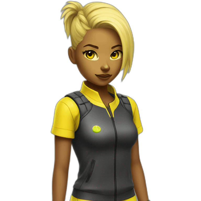 cyberpunk yellow tone girl in tennis uniform emoji