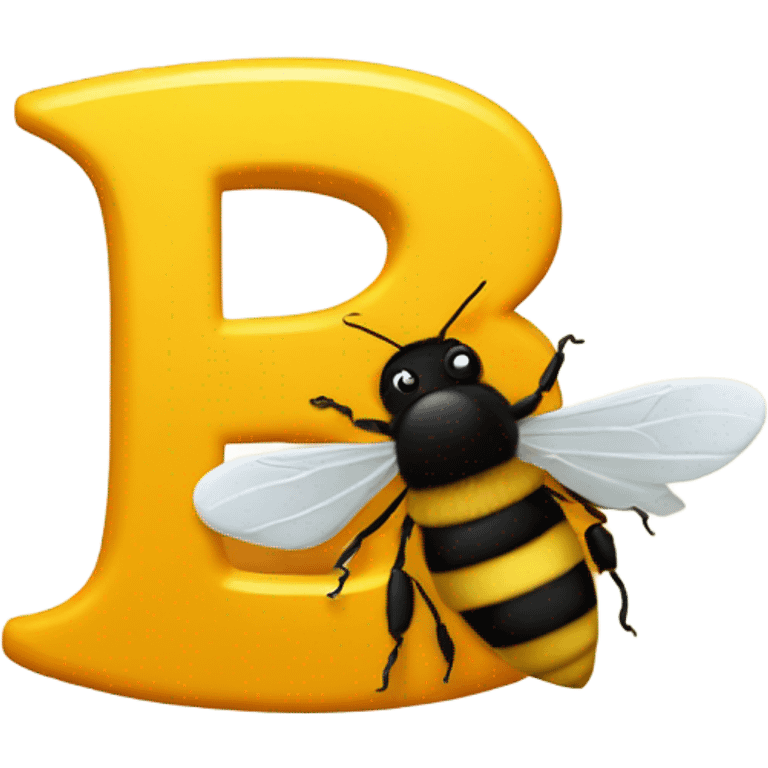 A bee holding a b emoji