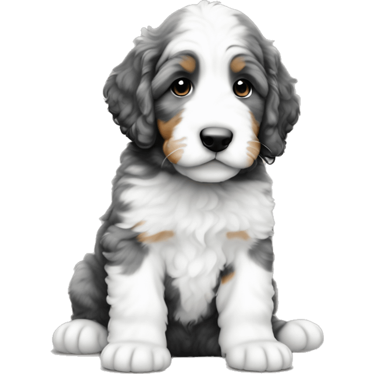 White with grey spots bernedoodle puppy emoji