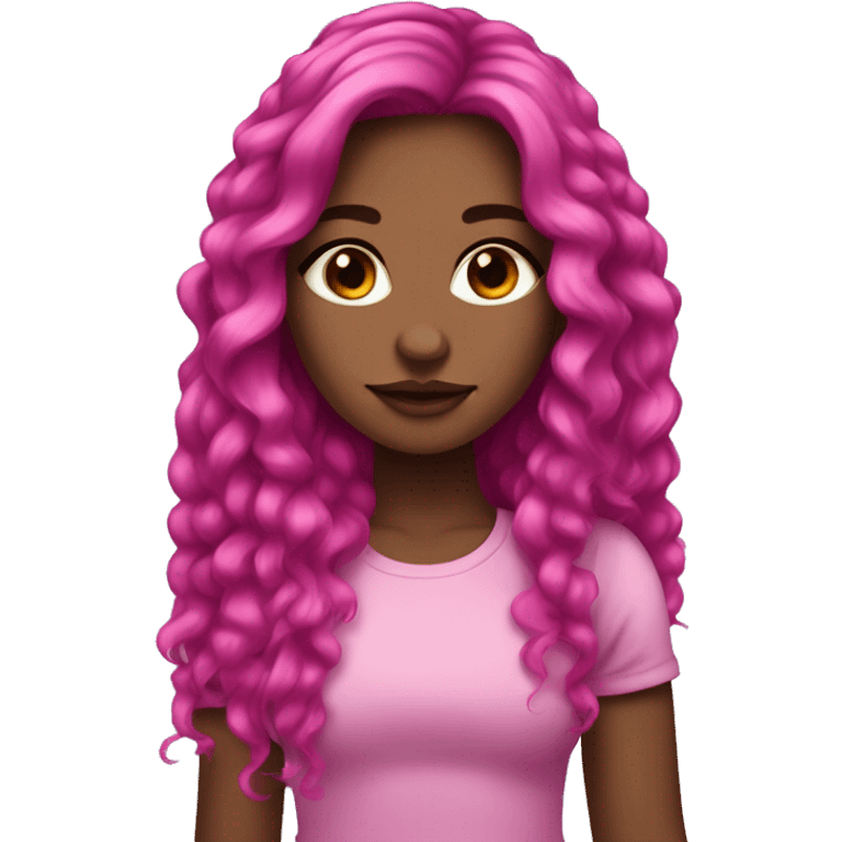 Pretty girl with light/medium skin, eyeliner and long, magenta pink, thick hair emoji