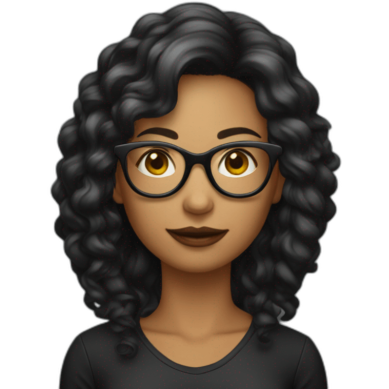 Femme-noir-avec-lunettes-cheuveux-long emoji