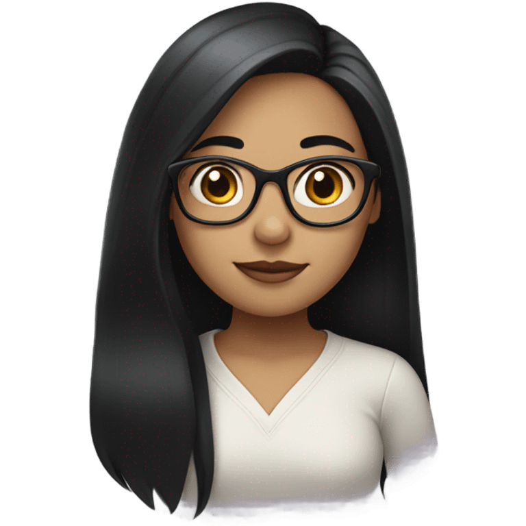 long haired girl with glasses and black hair and fair skin emoji