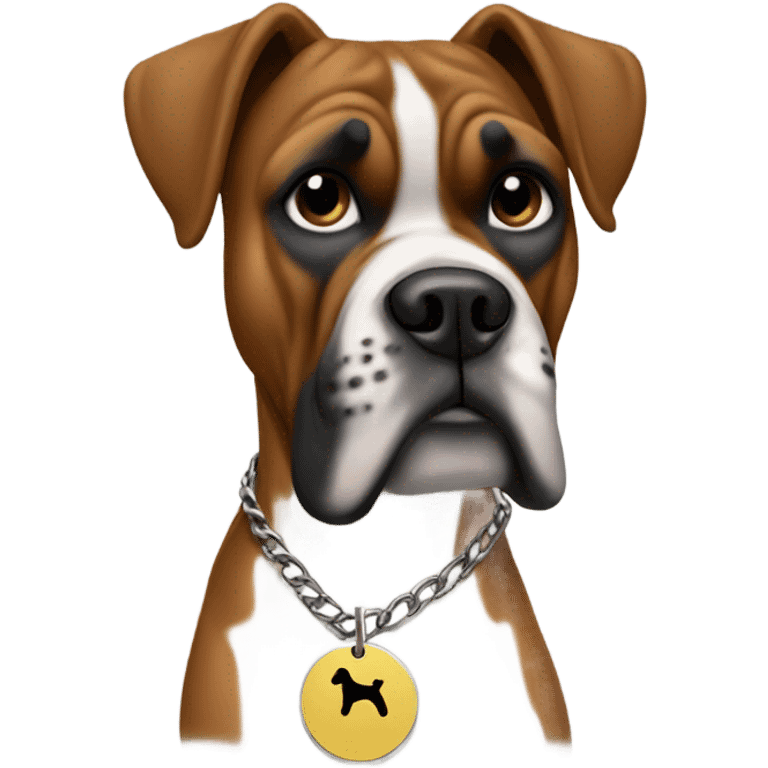 Boxer dog with ronnie dog tag emoji