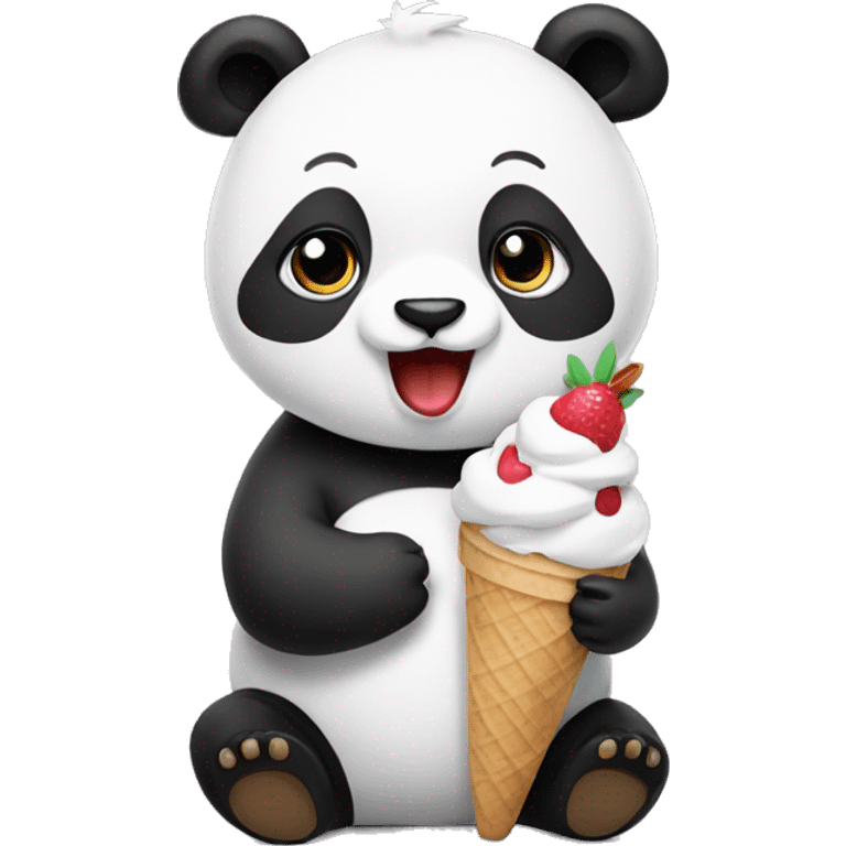 Panda eating ice cream emoji