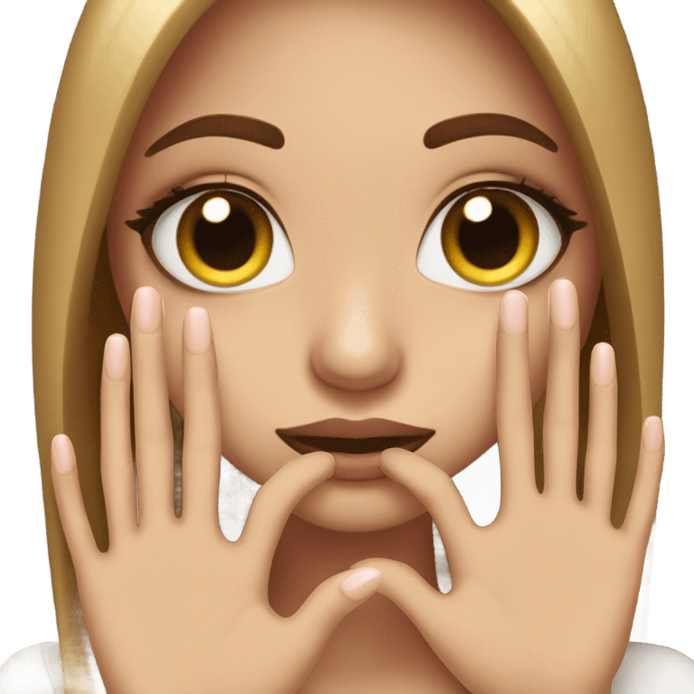 Girl with hand and nails with lashes emoji