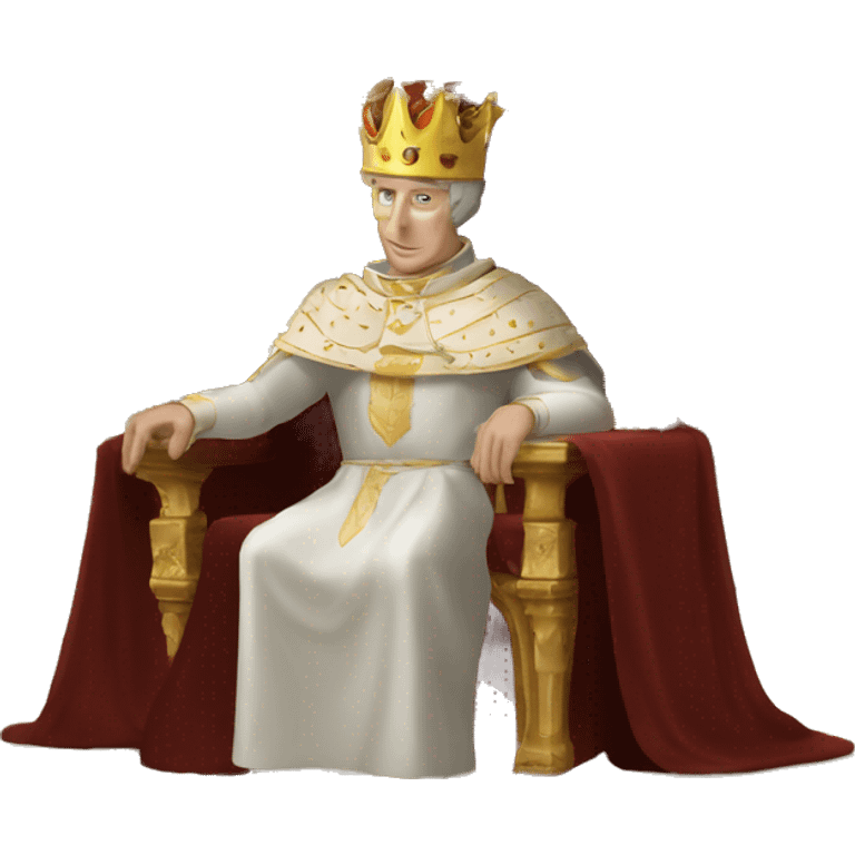 king baldwin IV raising his hand with mask sitting on throne emoji