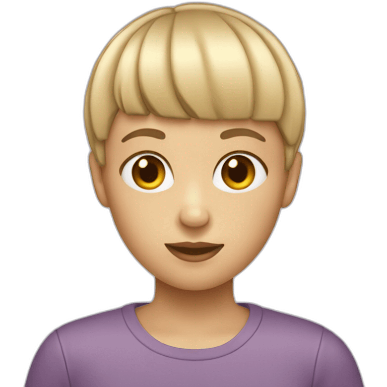 blonde female with a bowl cut astonnished emoji