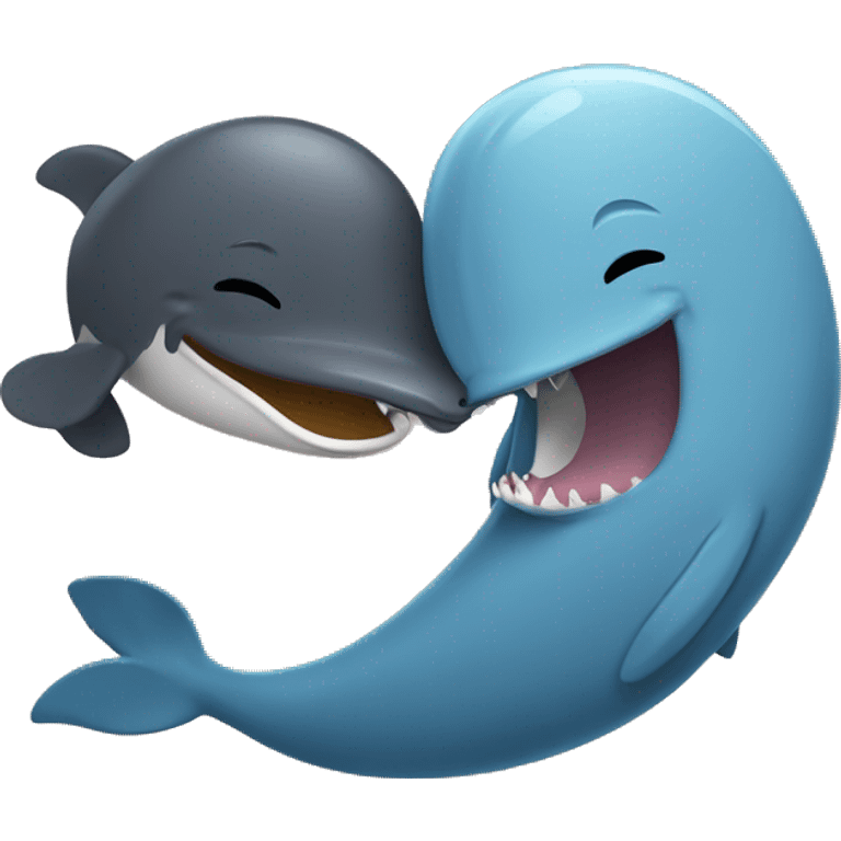 Whale and platypus laughing cuddling giggling emoji